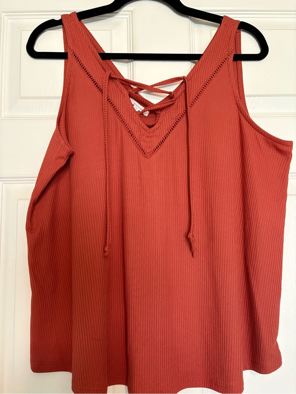 Maurices Rust Ribbed Lace-Up Tank Top